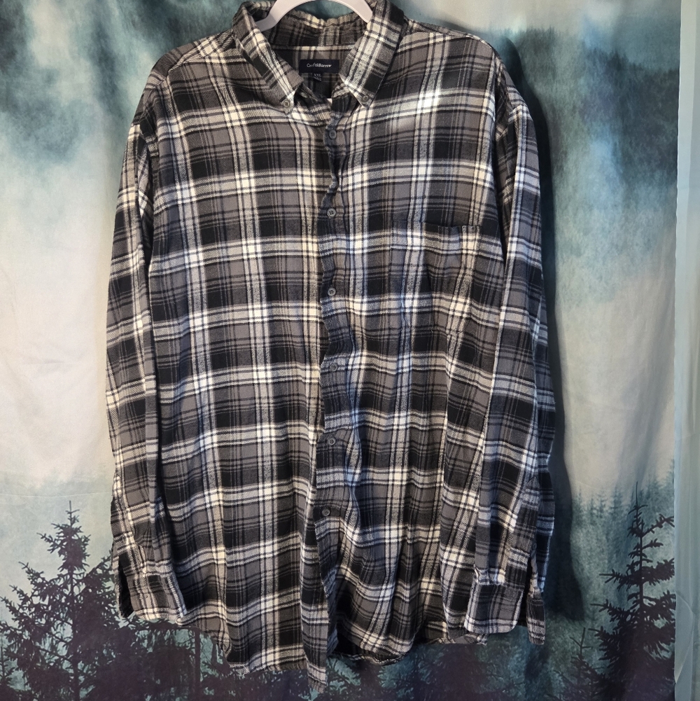 Croft & Barrow Gray and White Flannel Overshirt